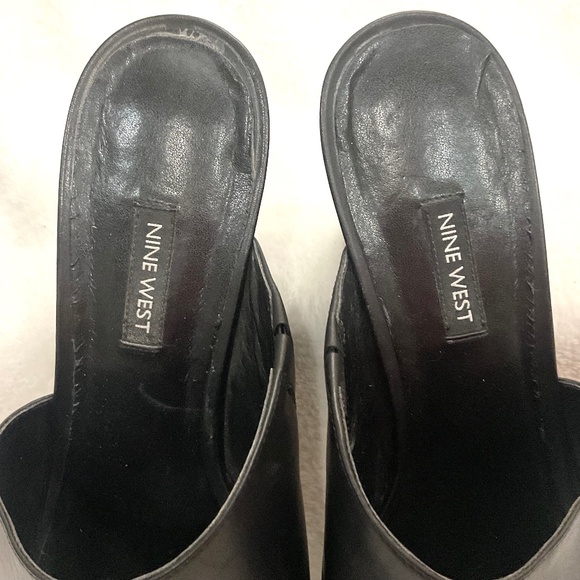 Black Nine West Janissah Chunky Peep Toe Slip On Mule Sandal Size 12M - Picture 5 of 13